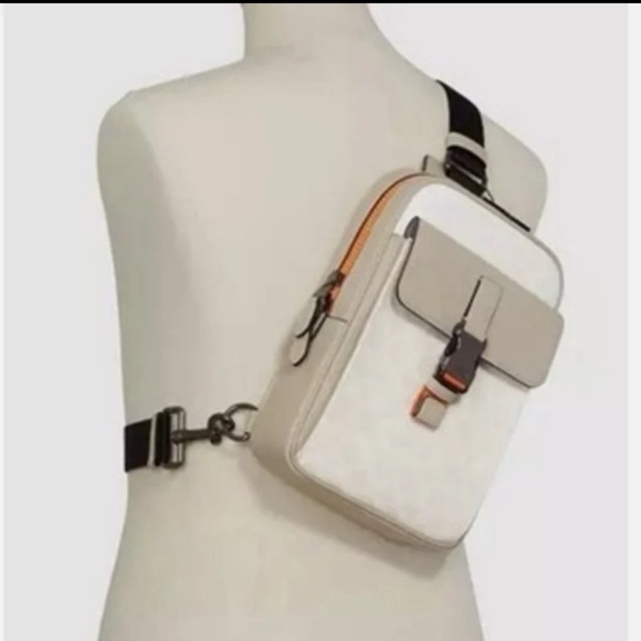 Coach Handbags - COACH C8126 Track Pack in Colorblock Signature Canvas Charcoal Denim
